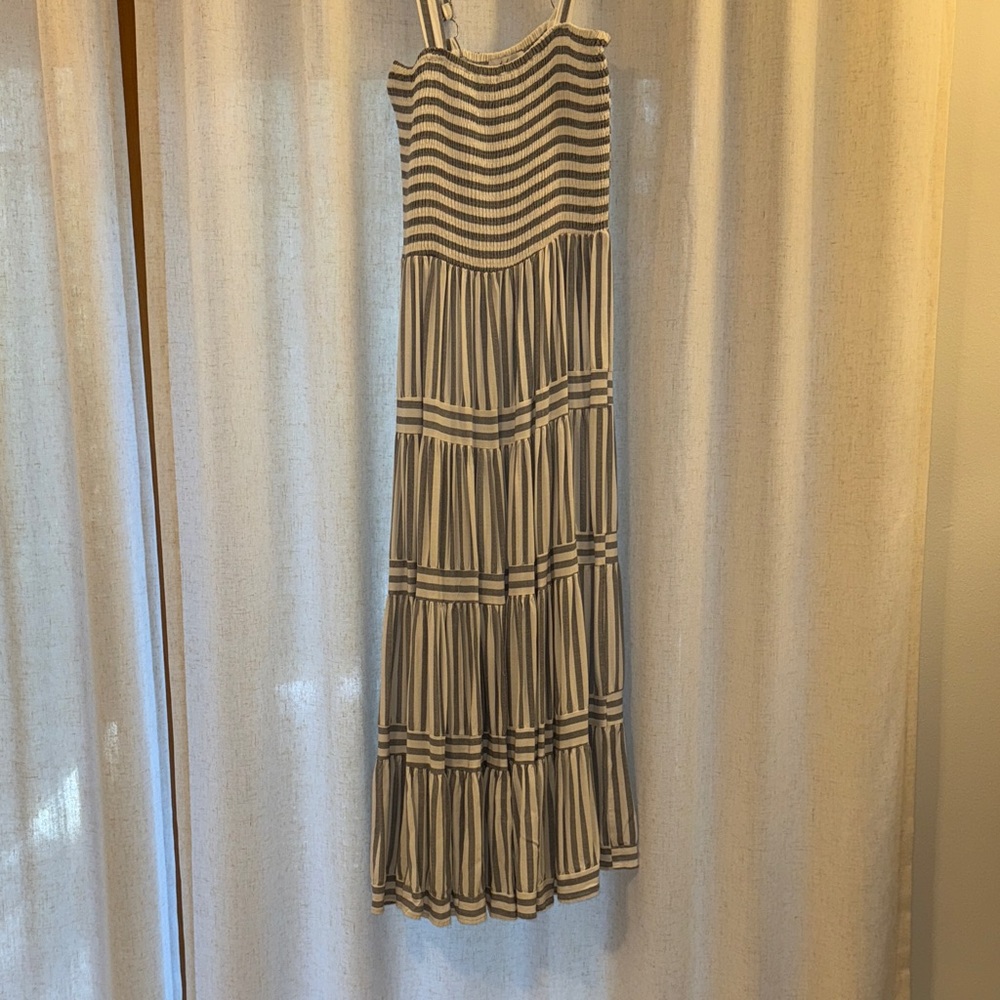 Petal & Pup Navy and White Striped Maxi Dress